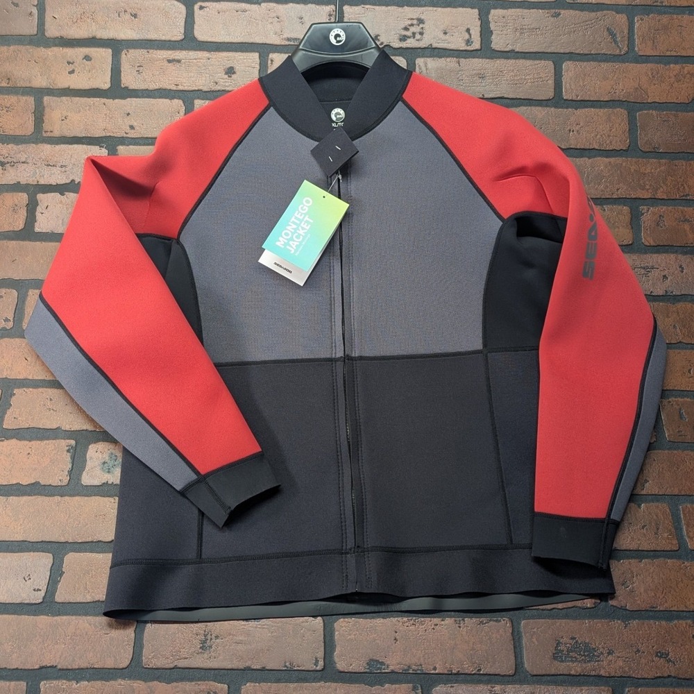 Sea-Doo Montego Neoprene Wet Suit Jacket Red Black Grey Full Zip Men's XL NWT
